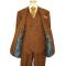 Extrema Cognac With Beige Windowpanes Super 140's Wool Vested Suit 28036/5-8